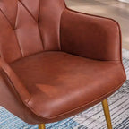 Fauteuil d'appoint en cuir marron rouge avec rembourrage moelleux et dossier à oreilles