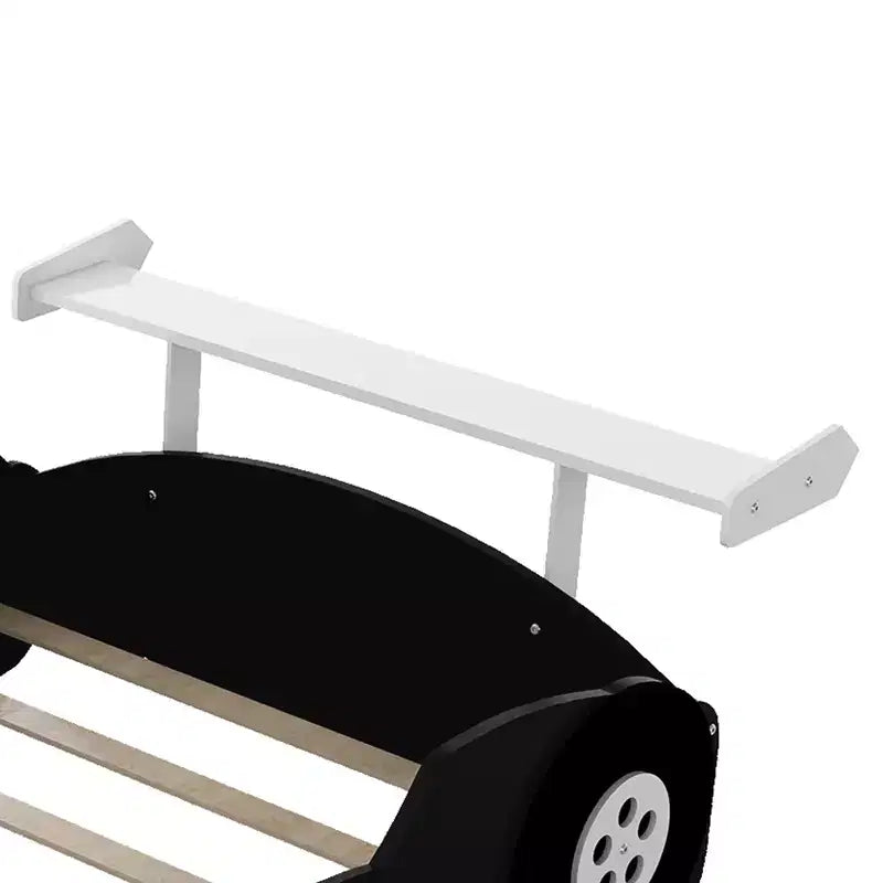 Lit plateforme simple en forme de voiture de course avec roulettes, au design unique