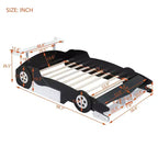 Lit plateforme simple en forme de voiture de course avec roulettes, au design unique