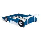 Lit plateforme simple en forme de voiture de course avec roulettes, au design unique