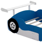 Lit plateforme simple en forme de voiture de course avec roulettes, au design unique