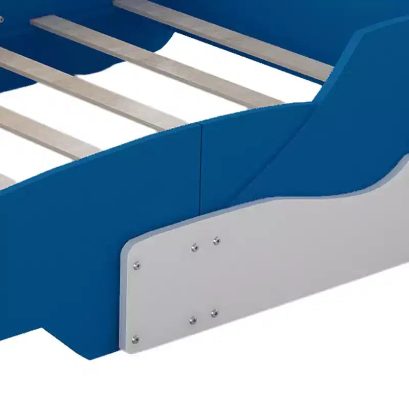 Lit plateforme simple en forme de voiture de course avec roulettes, au design unique