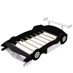 Lit plateforme simple en forme de voiture de course avec roulettes, au design unique