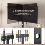 Meuble TV avec support et prise de courant, table console avec centre de divertissement réglable en hauteur avec étagères de rangement pour TV 70 pouces, noir/marron