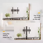 Meuble TV avec support et prise de courant, table console avec centre de divertissement réglable en hauteur avec étagères de rangement pour TV 70 pouces, noir/marron