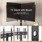 Meuble TV avec support et prise de courant, table console avec centre de divertissement réglable en hauteur avec étagères de rangement pour TV 70 pouces, noir/marron