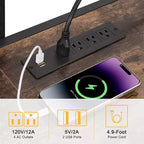 Meuble TV avec support et prise de courant, table console avec centre de divertissement réglable en hauteur avec étagères de rangement pour TV 70 pouces, noir/marron
