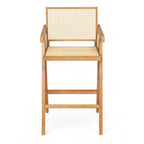 Tabourets de bar modernes minimalistes en bois d'hévéa et design en rotin