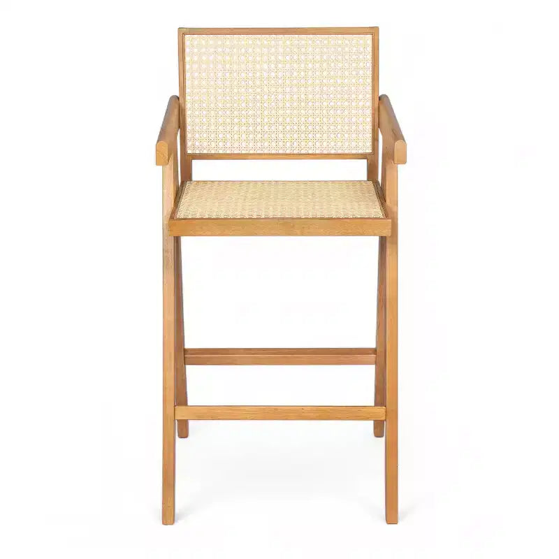 Tabourets de bar modernes minimalistes en bois d'hévéa et design en rotin