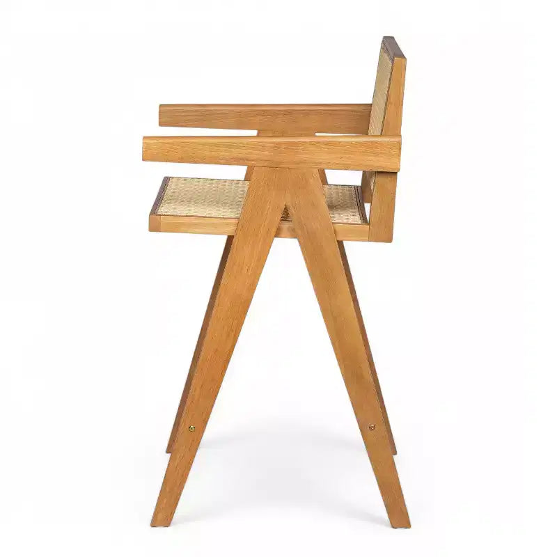 Tabourets de bar modernes minimalistes en bois d'hévéa et design en rotin
