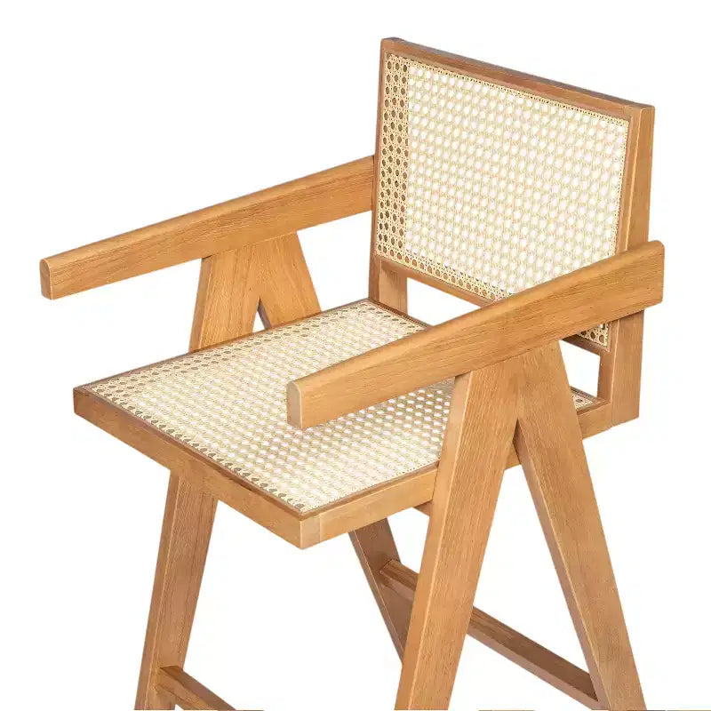 Tabourets de bar modernes minimalistes en bois d'hévéa et design en rotin