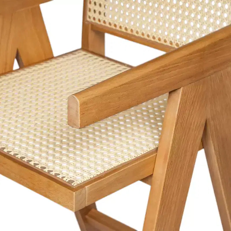 Tabourets de bar modernes minimalistes en bois d'hévéa et design en rotin