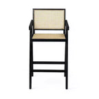 Tabourets de bar modernes minimalistes en bois d'hévéa et design en rotin