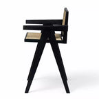 Tabourets de bar modernes minimalistes en bois d'hévéa et design en rotin