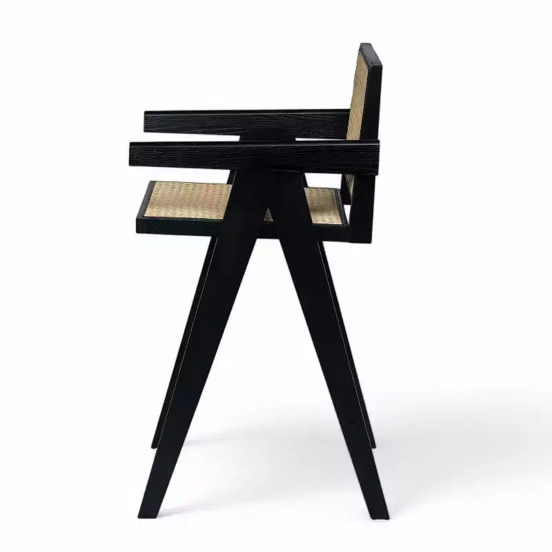 Tabourets de bar modernes minimalistes en bois d'hévéa et design en rotin
