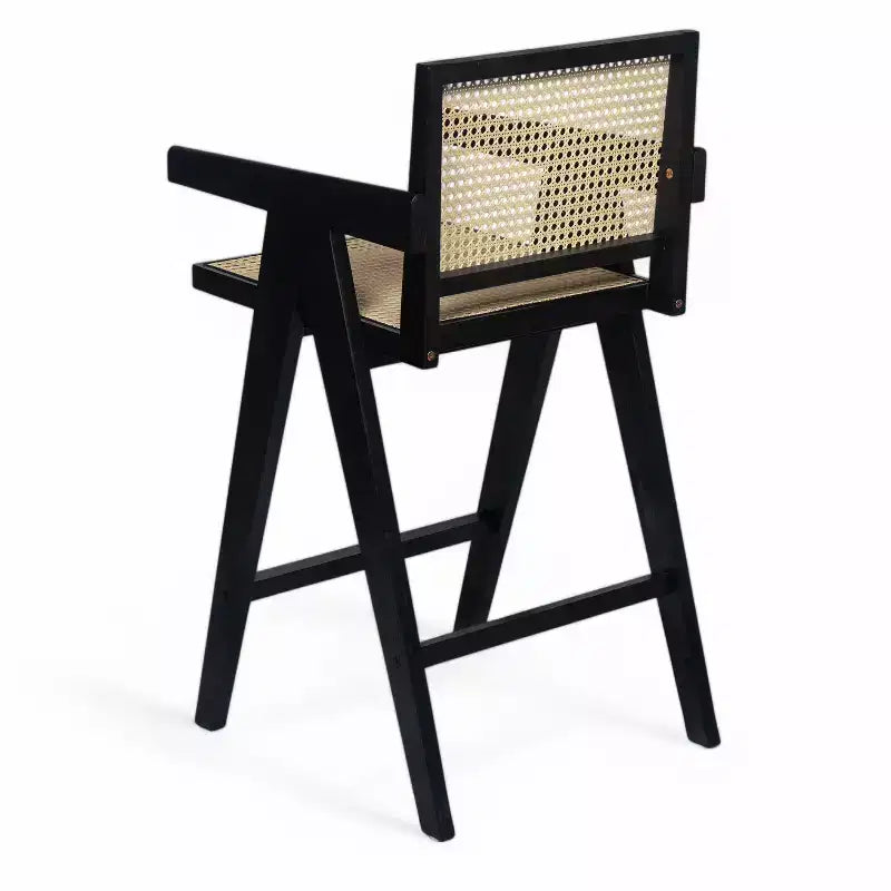 Tabourets de bar modernes minimalistes en bois d'hévéa et design en rotin