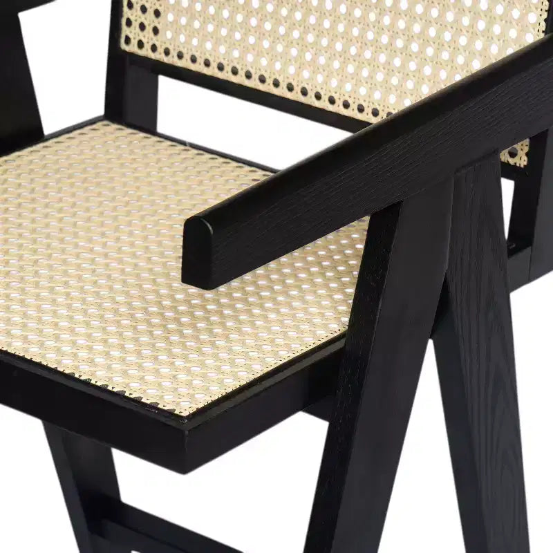 Tabourets de bar modernes minimalistes en bois d'hévéa et design en rotin