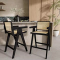 Christopher Knight Home Kelly Modern Minimalist Rubberwood Bar Stools with Cane Design (Set of 2)