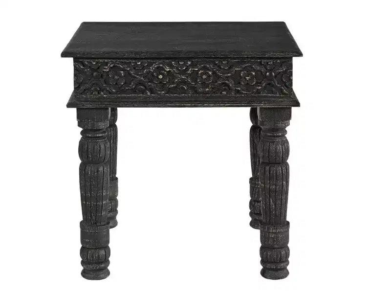 HomeRoots 24 Black Distressed Solid Wood End Table