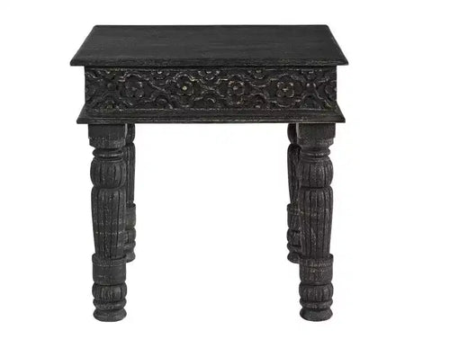 HomeRoots 24 Black Distressed Solid Wood End Table