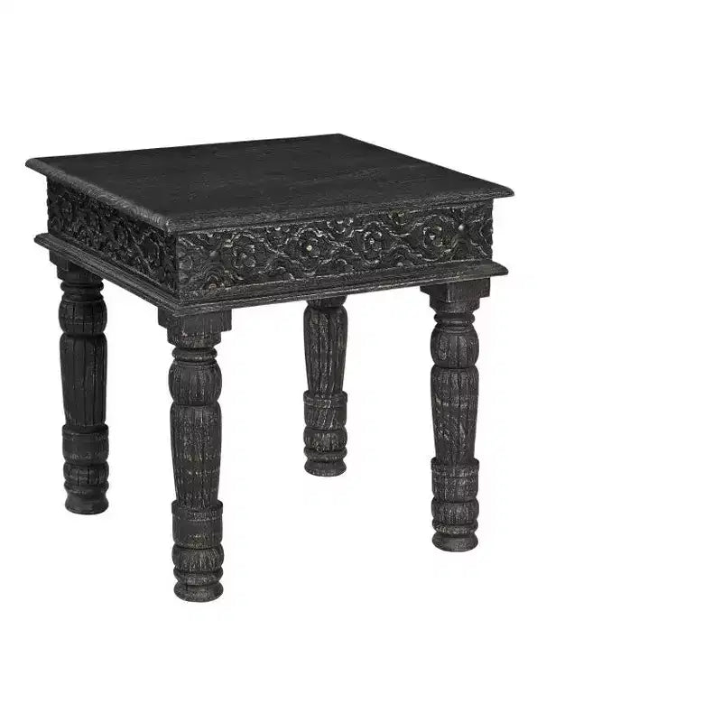 Table d'appoint en bois massif patiné noir 24 po