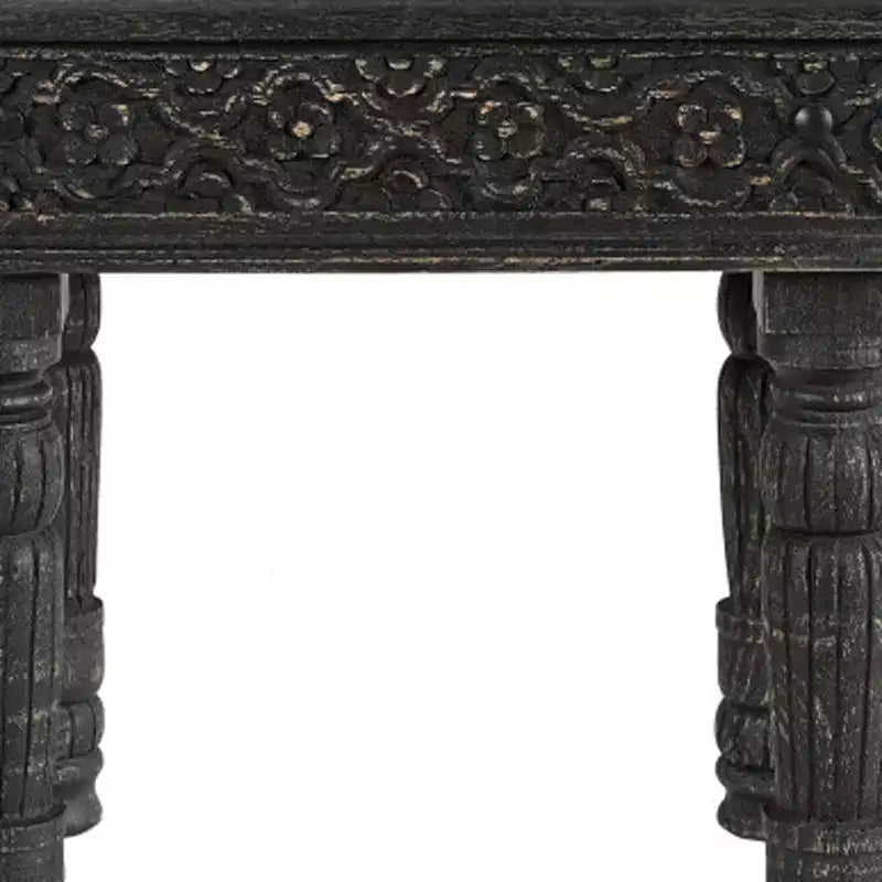 Table d'appoint en bois massif patiné noir 24 po