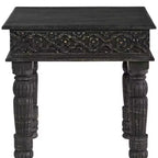 Table d'appoint en bois massif patiné noir 24 po