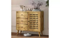  Accent Cabinet with Drawers, Entryway Cabinet with Oak Legs, Wooden Decorative Sideboard Cabinet with Adjustable Shelf & Doors, Natural