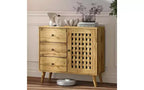  Accent Cabinet with Drawers, Entryway Cabinet with Oak Legs, Wooden Decorative Sideboard Cabinet with Adjustable Shelf & Doors, Natural