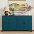 Heynemo Sideboard Buffet, 60'' Mid Century Modern Sideboard Buffet with 4 Doors and Adjustable Shelves, Sideboard Buffet for Entryway, Turquoise Blue