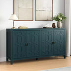 Buffet de salle à manger, buffet de 152 cm de style moderne du milieu du siècle avec 4 portes et étagères réglables, buffet pour entrée, bleu turquoise