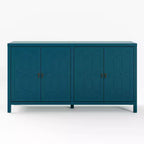 Buffet de salle à manger, buffet de 152 cm de style moderne du milieu du siècle avec 4 portes et étagères réglables, buffet pour entrée, bleu turquoise