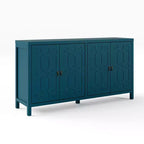 Buffet de salle à manger, buffet de 152 cm de style moderne du milieu du siècle avec 4 portes et étagères réglables, buffet pour entrée, bleu turquoise