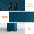 Buffet de salle à manger, buffet de 152 cm de style moderne du milieu du siècle avec 4 portes et étagères réglables, buffet pour entrée, bleu turquoise