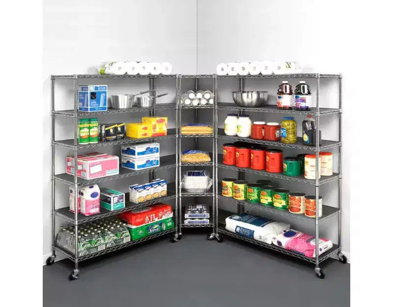  UltraDurable 6-Tier NSF Steel Wire Corner Shelving Unit, 28 D x 28 L x 72 H