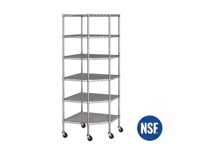 Étagère d'angle métallique à 6 niveaux certifiée NSF, 28 P x 28 L x 72 H