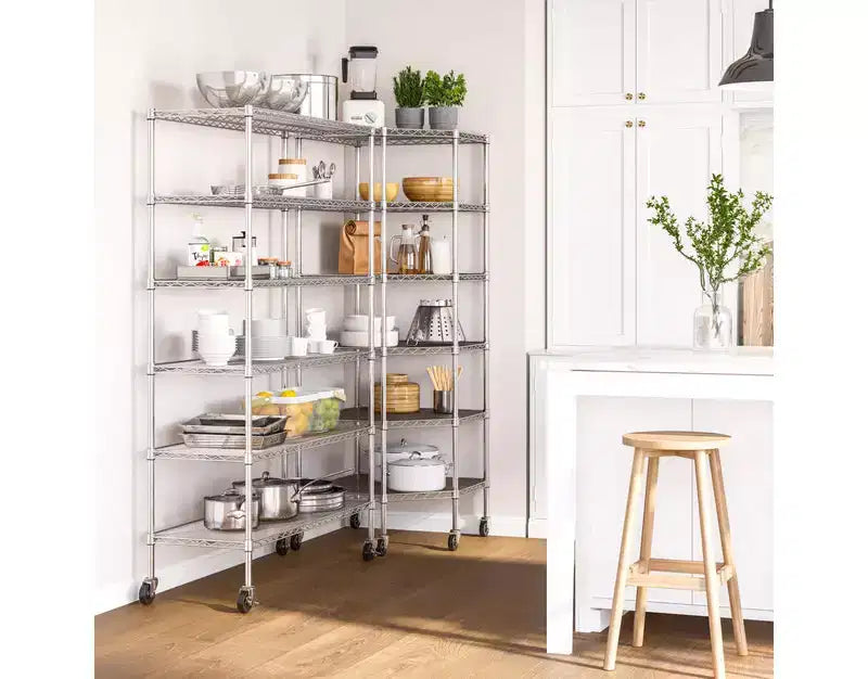 Étagère d'angle métallique à 6 niveaux certifiée NSF, 28 P x 28 L x 72 H