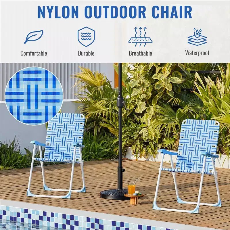 2 chaises pliantes en toile pour terrasses, jardins ou rassemblements improvisés