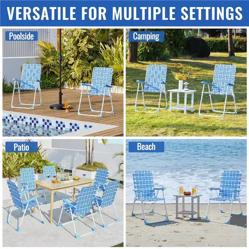 2 chaises pliantes en toile pour terrasses, jardins ou rassemblements improvisés