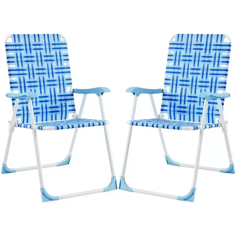 Yaheetech Set of 2 Patio Webbed Folding Chairs for patios, gardens, or spontaneous gatherings