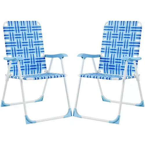 Yaheetech Set of 2 Patio Webbed Folding Chairs for patios, gardens, or spontaneous gatherings
