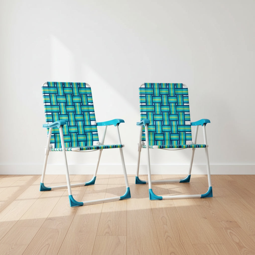 2 chaises pliantes en toile pour terrasses, jardins ou rassemblements improvisés
