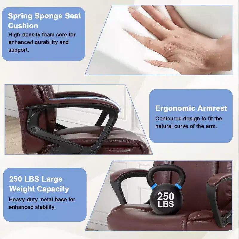Chaise de bureau Chaise d'ordinateur en cuir PU respirant