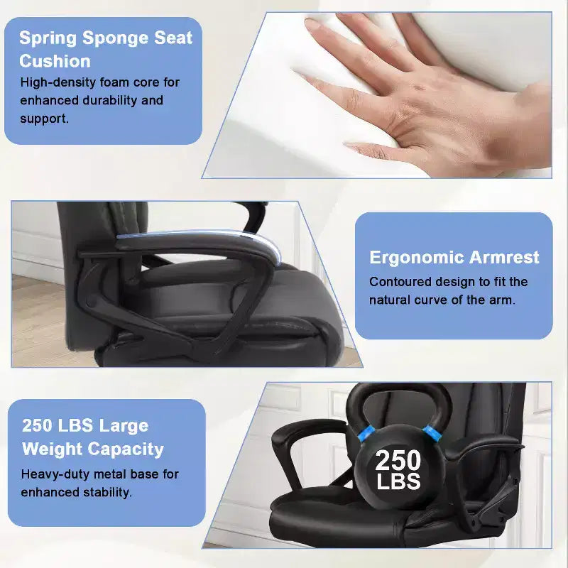 Chaise de bureau Chaise d'ordinateur en cuir PU respirant