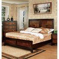 GDFStudio Ben Transitional Acacia Solid Wood Queen Bed with Parquet Design Headboard