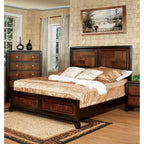 GDFStudio Ben Transitional Acacia Solid Wood Queen Bed with Parquet Design Headboard