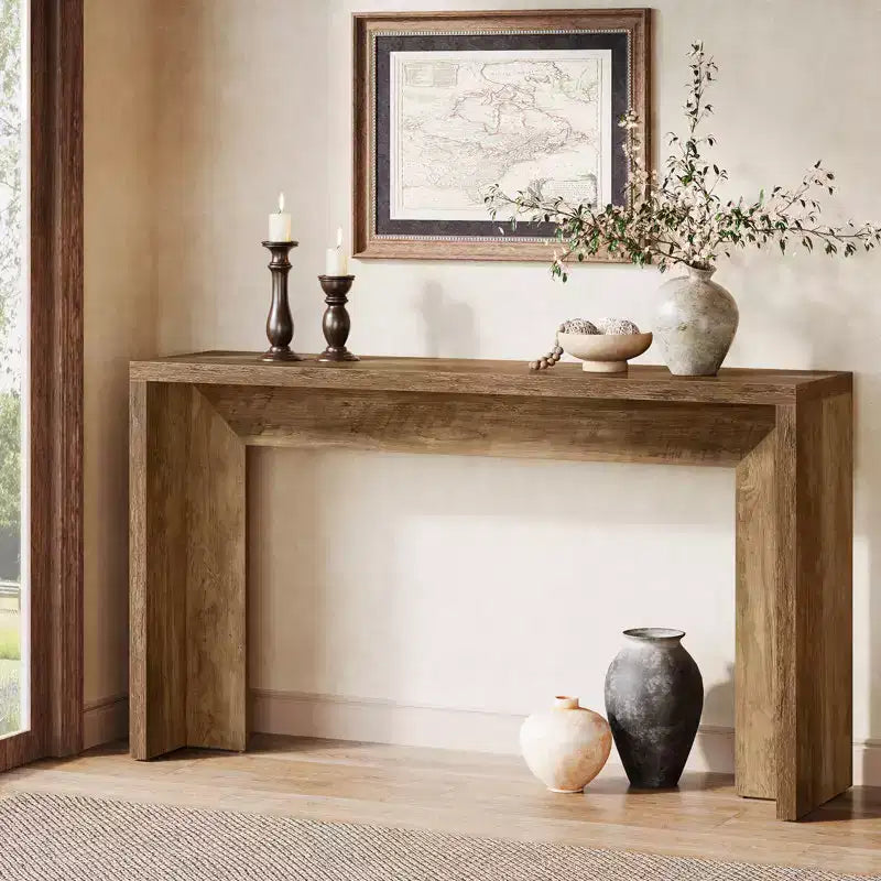 55.12 Table console de ferme, Table de canapé étroite en bois pour entrée, couloir, salon, hall d'entrée