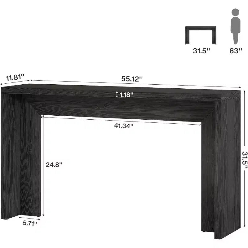 55.12 Table console de ferme, Table de canapé étroite en bois pour entrée, couloir, salon, hall d'entrée
