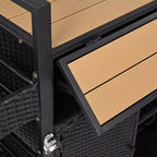 Chariot de barbecue d'extérieur en osier de 52,8 po avec plateau de table extensible, îlot de cuisine roulant avec grand espace de rangement, étagères à épices et roues verrouillables