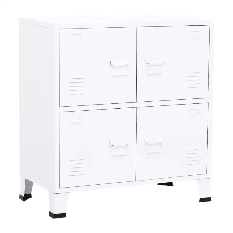 vidaXL Storage Chest White Steel, plastic 29.5x15.7x31.5 in - White 31.5